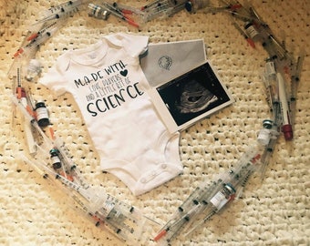 Made With Science, Made with Love Bodysuit, IVF baby Bodysuit, Medicine Baby, Love Prayers and Science