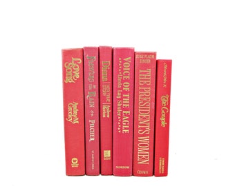 ROSE RED Decorative Books, Wedding Book Decor, Centerpiece, Home Decor Staging, Decorating Book Set, Books for by Color, Instant library