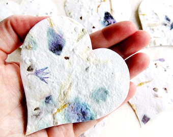 100+ LARGE Plantable Flower Petal Seed Paper Hearts - Wedding Favors Memorials Adoptions - Creamy white with Rose petals and more