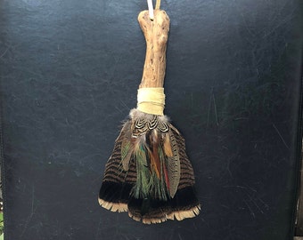 Feather Fan with Driftwood Handle