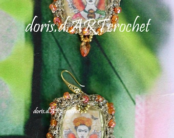 Playfull art Earrings fantasy EarringsDeco Earrings Frida Kahlo Earrings large Earrings eye-catching, Glamour, Chandelier Earrings exclusive