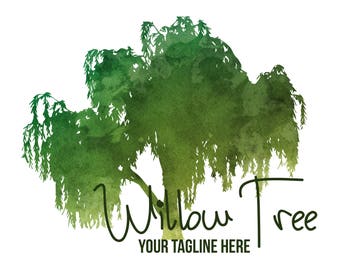 Premade Watercolor Nature Willow Tree Logo - Customized With Your Name