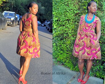 African print full skirt dress. SALE!!