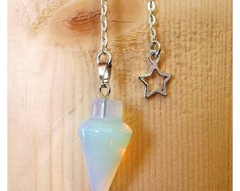 Opalite Pendulum, scrying, dowsing, star charm