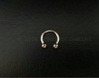 16g 5/16" 3/8" Small Internally Threaded Septum Horseshoe Ring Daith Snug Orbital Helix Tragus Lip Ring 316lvm Stainless Steel