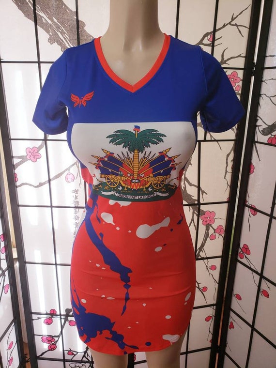 Haiti flag shirt dress