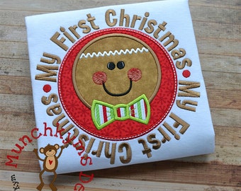 My First Christmas Gingerboy Applique