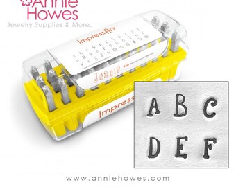 Metal Stamp Alphabet Set. Jeanie Uppercase set. Impressart Alphabet Stamp Set with Case - 4mm metal stamps -Jeanie Uppercase Set