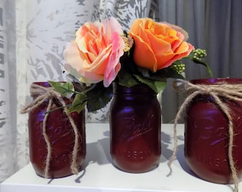 Mason Jars Painted Set of 3