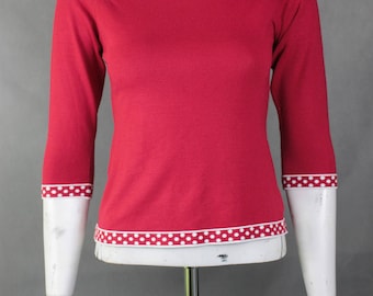 Retro Jumper - 90s Vintage Sweater - Womens Sweater - Lose Weight Sweater - Vintage Clothing - Red White Jumper Medium