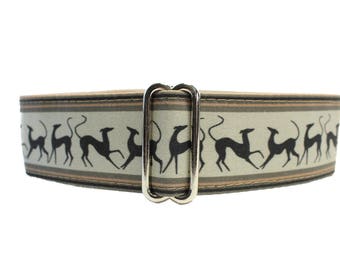 Prancing Greyhounds Martingale Collar, Martingale Collar Greyhound, Galgo Collar, Saluki Collar, Brown Martingale Collar for Boys, Levrier
