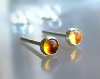 citrine stud earrings / yellow gemstone stud earrings / citrine ear studs / citrine post earrings - small stud earrings