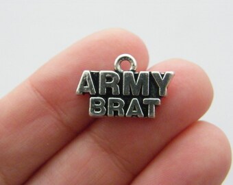 4 Army brat charms antique silver tone G63