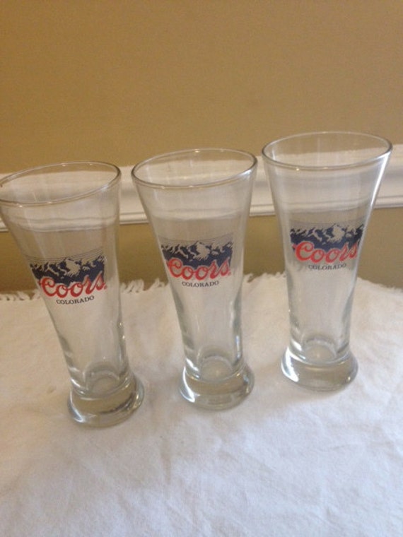 3 coors beer glasses vintage