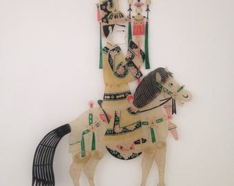 Puppet theater shadow Chinese leather. Vintage China
