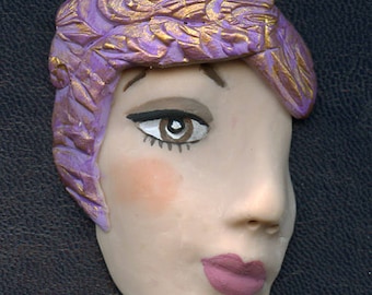 Sale ! Face Shard 2 1/2 Inch Lavender textured Polymer Clay LFSH 1
