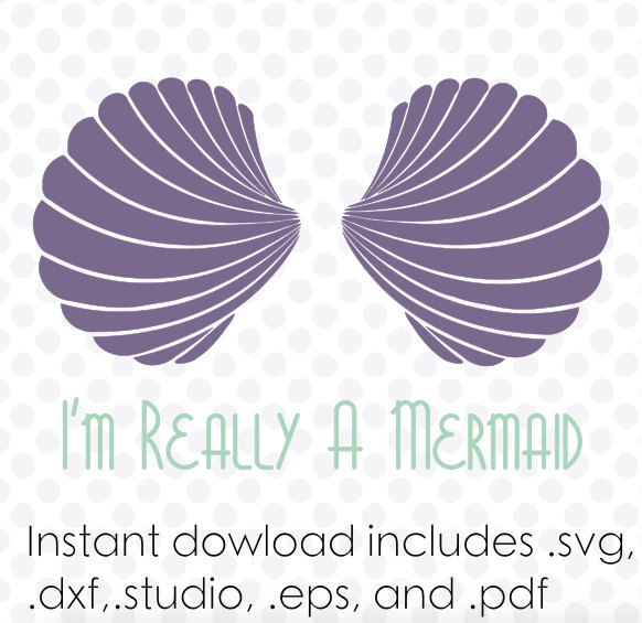 Download Mermaid Sea Shell Bra instant download zipped .eps .dxf .svg
