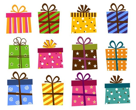 Giftbox Clip Art Present Boxes Clip Art Instant Download