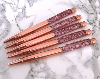 Rose Gold Floating Glitter Filled Sparkle Foil Pen