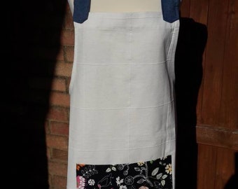 Japanese style crossback apron cotton denim No ties apron