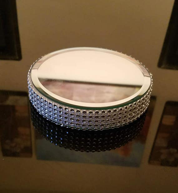 5 Mirror Coasters Rhinestone Double Sided Round and