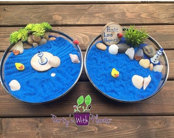 Mini Zen Garden, Ocean, Desk Accessory, DIY Zen Kit, Sand Therapy, Sand Art, Zen Gift, Coworker Gift, Zen Garden, Fairy Garden Kit