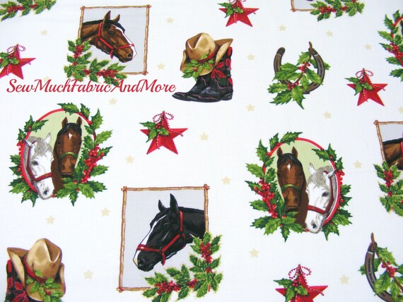 Western Cowboy Christmas Fabric-By the yard-Holly Jolly