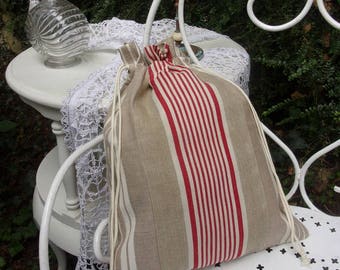 bag all uses, in antique cotton ticking