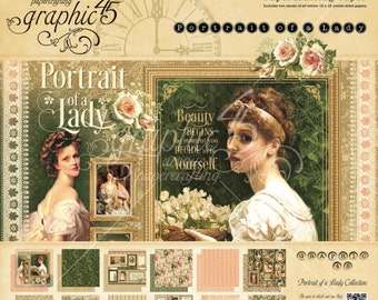 Graphic 45 "Portrait of a Lady" 12 x 12 Paper pad Cardstock Collection