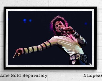 Michael Jackson Illustration, King of Pop Music Icon, Jackson Five Pop Art, Home Decor, Poster, Print Canvas