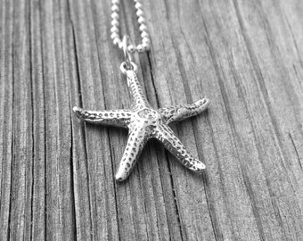 Starfish Necklace, Sterling Silver Starfish Necklace, Starfish Pendant, Starfish Jewelry, Charm Necklace, Sterling Silver Jewelry
