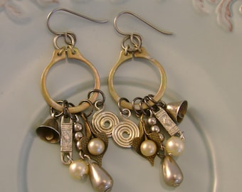 Bell Ringer - Hardware Retaining Rings Bells Watch Fobs Niobium Wires Vintage Bits & Baubles Recycled Repurposed Jewelry Earrings