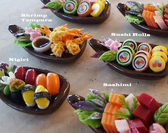 Sushi Necklace - Food Jewelry - Sushi Jewelry - Food Necklace - Sushi Boat - Sushi Rolls - You Pick Sushi Type