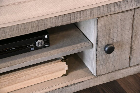 Rustic Gray Beach House Floating TV Stand Farmhouse