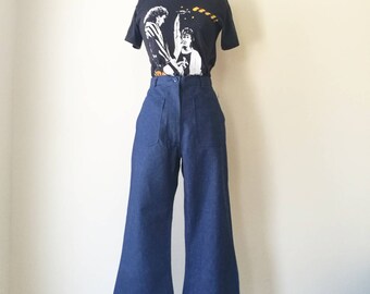 Vintage new old stock sailor jeans - high waisted jeans - bell bottoms W25'