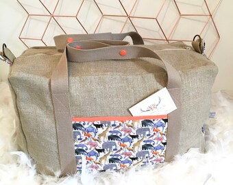 Bag weekend in natural linen and Liberty of London tail for the zoo