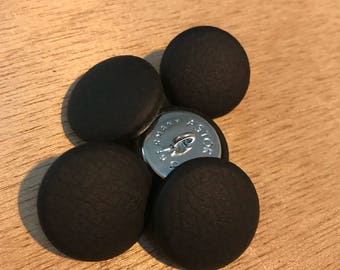 Upholstery buttons, Black leather covered upholstery button 23mm (36L)