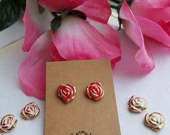 Gold Rose Stud Earrings, rose earrings, studs, flower stud earrings, Beauty and the Beast Rose inspired earrings