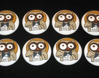 Set of 8 OWL - Land of Nod Design - Dresser Drawer Knobs / Pulls