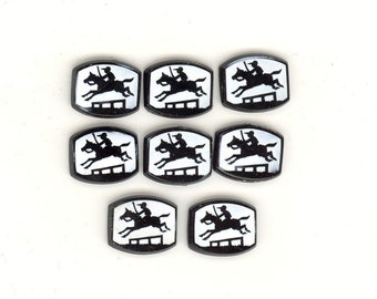 8 Vintage Horse Jumping Glass Cabochons From Czecho Slovakia Antique Czech Glass Flat Back No. 267K