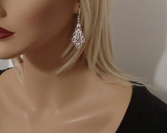Silver Earrings, Gold Earrings, Filigree Earrings, Long Silver Earrings, Long Gold Earrings, 2 Inch long earrings