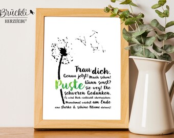 A4 wall poster art print / poster "Dandelion" / self-discovery / self love
