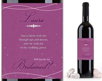 Custom Bridesmaid Proposal Wine Labels, Personalized Wine Bottle Label, Bridesmaid Gift Wine Labels, Maid of Honor Wine Label