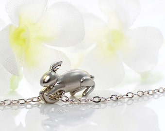 Bunny Pendant Rabbit Jewelry Necklace Teeny - Rabbit Pendant - Bunny Jewelry - Pet Bunny Rabbit - Woodland Animal - Bunny Necklace - Nature