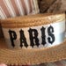 DO NOT PURCHASE !!!!! Reserved for Cheryl!!!! Beautiful Antique Victorian boater straw hat with pale blue and white Paris Ribbon