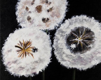 Dandelion, original acrylic painting, wall art, 12 x 12