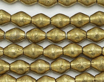 85 Brass Handmade Bicone Ethiopian Beads (7mm) - Recycled Hand-forged African Beads - Upcycle Beads -Tribal Trade Beads (103-ETH-MET)