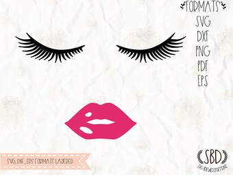 Eyelashes, lips, lashes, face, svg, png, dxf for cricut, silhouette studio, cut file, cutting machines, vinyl decal, t shirt design