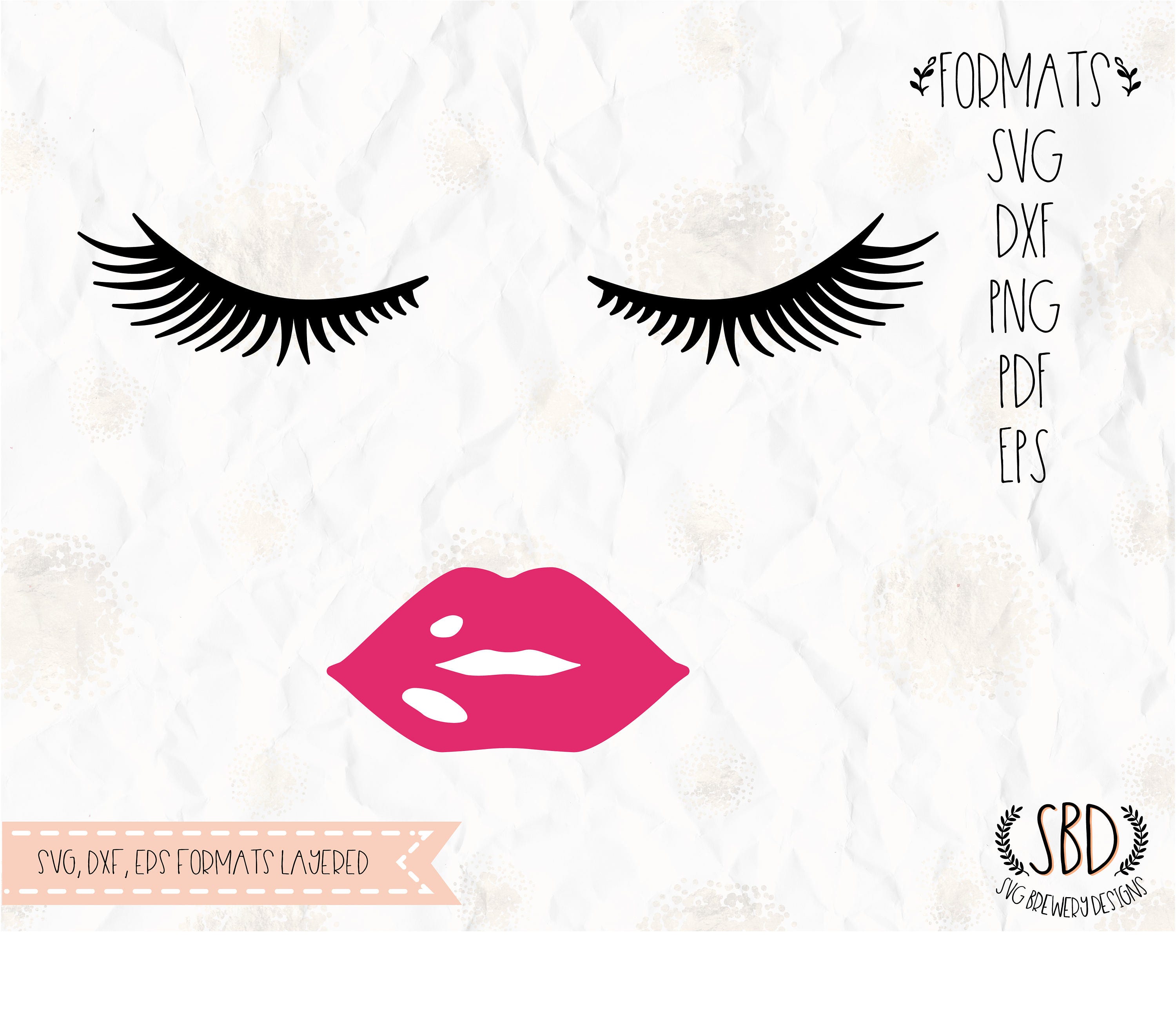 Eyelashes lips lashes face svg png dxf for cricut