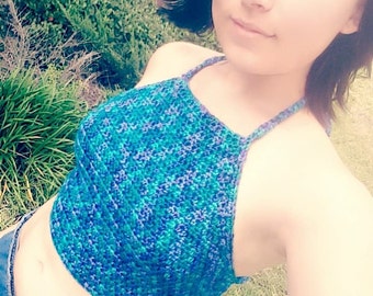 Crochet Womens Halter Top,Crochet Crop Top,Womens Halter Top,Crochet Crop Top.Womens Summer Wear by MurdieK,Womens Crochet Summer Top